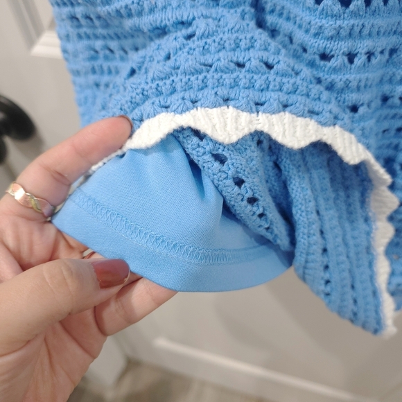 WILLOW & WIND Blue White Crochet Babydoll Dress, Summer Festival, Size M - Picture 8 of 11